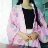 韩版学院风日系软妹海军领猫咪毛线球和服浴衣防晒衣薄外套罩衫女