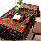 包邮复古民族风棉麻桌布家用长方形餐桌台布茶几布简约波普风盖布