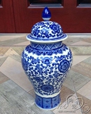 景德镇陶瓷器手绘仿古青花花瓶 将军罐小茶叶罐家居装饰摆件花瓶