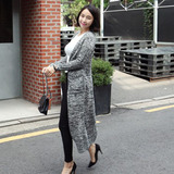 2015韩国大牌羊毛大衣 女装宽松蝙蝠衫长袖长款大版针织衫v领开衫