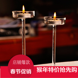 七夕情人节手工玻璃蜡烛烛台欧式水晶高脚烛台灯浪漫复古晚餐摆件