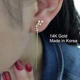 韩国正品代购纯14K黄金耳钉耳线 顶级锆石 星星五角星 明星气质