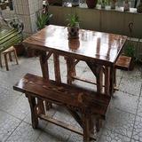 碳化防腐木桌椅户外实木休闲桌椅 阳台酒吧桌椅仿古桌凳庭院桌椅