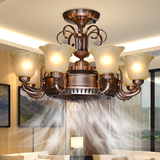 美式客厅餐厅负离子吊风扇灯LED隐形吊扇灯风扇吊灯复古欧式卧室