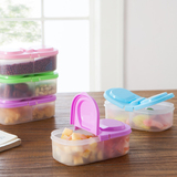 创意双格翻盖保鲜盒 厨房水果零食冰箱保鲜盒 塑料食品收纳保鲜盒