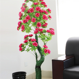 仿真大盆栽 树状红玫瑰 客厅室内落地花卉 绿植花卉 假盆栽盆景