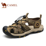 Camel骆驼男鞋2016夏季新款户外防撞鞋头 休闲牛皮沙滩凉鞋