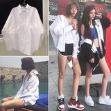 韩国东大门2016夏季新款百搭防晒衬衫外套宽松口袋长袖衬衣女