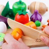 一点木制蔬菜水果切切乐磁性桶装切水果玩具 儿童过家家益智玩具