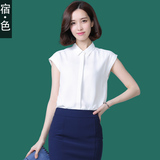 宿·色无袖雪纺衬衫女装2016夏季新款韩版纯色衬衫气质上衣雪纺衫
