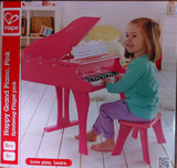 德国Hape 30键钢琴立式三角钢琴 宝宝早旋律益智木质儿童玩具粉色