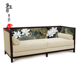 新中式家具 实木沙发 现代中式会所家具 荷花沙发 中式定制家具