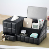 丽然欧式创意皮革桌面收纳盒 客厅茶几纸巾盒遥控器盒餐巾抽纸盒