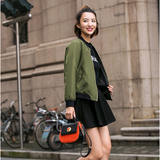 2016秋季新款韩版纯色长袖棒球服女 短款夹克棒球服短外套