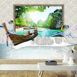 壁画背景墙壁纸墙纸壁画卧室风景客厅沙发墙布无纺布3D立体现代3d