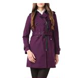 ELAND专柜正品15年秋冬款新款纯色长款风衣米色 紫色 EEJT54953B