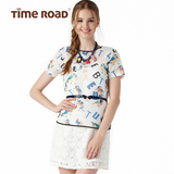 Time RoaD/汤米诺甜美字母网眼蕾丝两件套连衣裙T18213194543