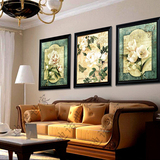 百合玫瑰花挂画 美式现代组合装饰画 中式客厅壁画三联餐厅背景画