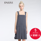 DAZZLE地素 夏装新品 时髦百搭条纹吊带百褶直筒连衣裙 252O205