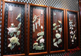 中式客厅装饰画沙发背景墙餐厅挂画三联画现代简约浮雕工艺画壁画