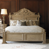 美式床全实木雕花双人床法式仿古做旧床北欧式公主床卧室简约家具