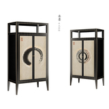 新中式古典实木水曲柳框架双门衣柜简约现代卧室落地柜样板房家具