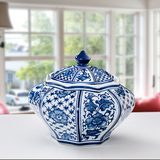 景德镇陶瓷器青花瓷储物罐茶叶罐现代家居客厅装饰工艺品简约摆件