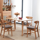 苏铁北欧全实木白橡木餐桌椅组合简约创意异形一桌四椅原木4人6人