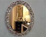 热销新款欧式卫浴镜美式地中海彩石椭圆形浴室镜梳妆镜子化妆镜子