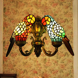 蒂凡尼壁灯创意咖啡厅壁 复古乡村客厅卧室床头壁灯过道艺术壁灯