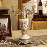 欧式烛台摆件客厅婚庆装饰复古奢华结婚礼物浪漫餐桌三头工艺品