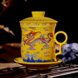 景德镇杯子陶瓷茶杯带盖过滤泡个人会议青花瓷办公杯功夫茶具水杯