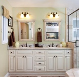 美式卫浴柜组合橡木洗手台洗脸面盆双人大理石洗漱池 欧式浴室柜
