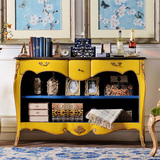 奇居良品 法式新古典欧洲进口白榉木家具 黄色雕花餐边柜预定
