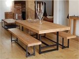 美式复古做旧铁艺实木餐桌椅组合长桌餐桌饭桌酒吧桌办公桌咖啡桌