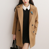 YOYLAP2016春装新款韩版毛呢外套女中长款呢子大衣女装学院风外套