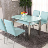 钢化玻璃餐桌椅组合整装长方形圆形简约现代伸缩折叠饭桌实木