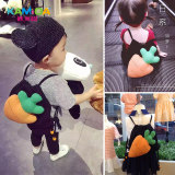 咔米嗒儿童包包公主时尚斜跨韩版卡通胡萝卜双肩背包小女孩小书包