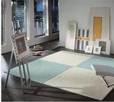 时尚蓝白格子宜家手工腈纶地毯客厅卧室满铺茶几床边地毯定制
