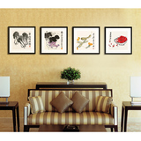 齐白石国画客厅中式挂画现代简约餐厅玄关有框装饰画沙发背景墙画