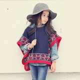 韩国女童披风斗篷秋冬童装纯棉民族风针织衫披肩儿童保暖外套坎肩