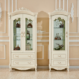 欧式酒柜实木白色 单门双门 法式雕花珠光白酒橱 书柜书橱玻璃柜