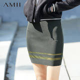 初上市价109元#Amii[极简主义]春纯色修身针织短裙包臀裙半身裙