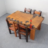 老船木办公桌椅组合 大气写字台家具 多用茶桌茶台 客厅中式餐桌