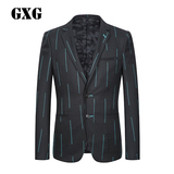 GXG男装春季商务西服 男士时尚绿黑条个性条纹西装单西 53201018