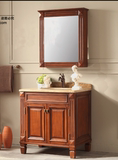 美式浴室柜实木落地欧式橡木组合仿古卫浴柜中式田园镜柜红橡HO-7