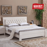 高档实木床白色1.8米双人床1.5米欧式真皮软靠储物高箱婚床类特价