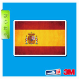 大号※PC1381 西班牙国旗 做旧贴纸 旅行箱贴纸 笔记本贴纸3M材质