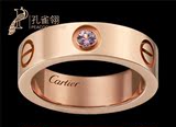 正品Cartier/卡地亚18K玫瑰金LOVE结婚戒指 镶嵌宝石指环B4064400