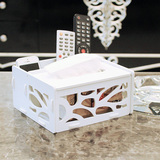 欧式简约镂空白色纸巾盒 桌面收纳盒 多功能遥控收纳盒 置物盒